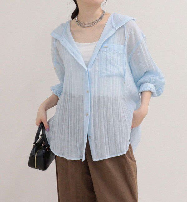 fredy emue「リネン混楊柳フーディシャツ」|シャツ・ブラウス|