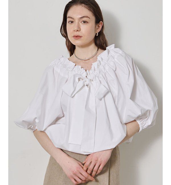  「コットンタイプライターギャザーブラウス」|シャツ・ブラウス|
