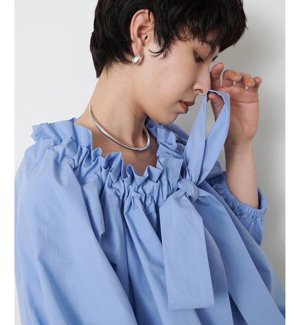  「コットンタイプライターギャザーブラウス」|シャツ・ブラウス|