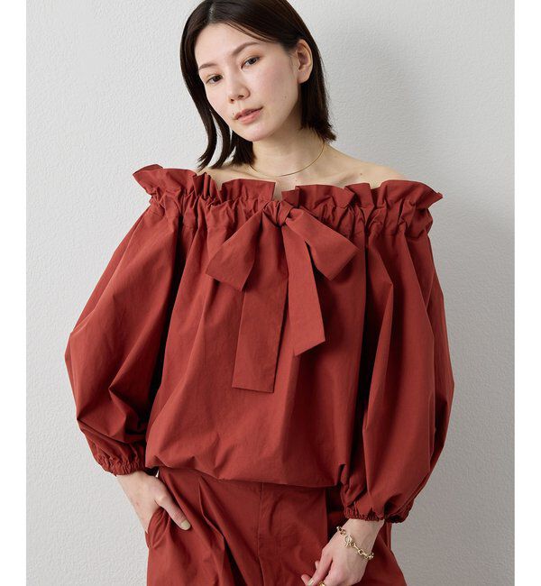  「コットンタイプライターギャザーブラウス」|シャツ・ブラウス|バーガンディー