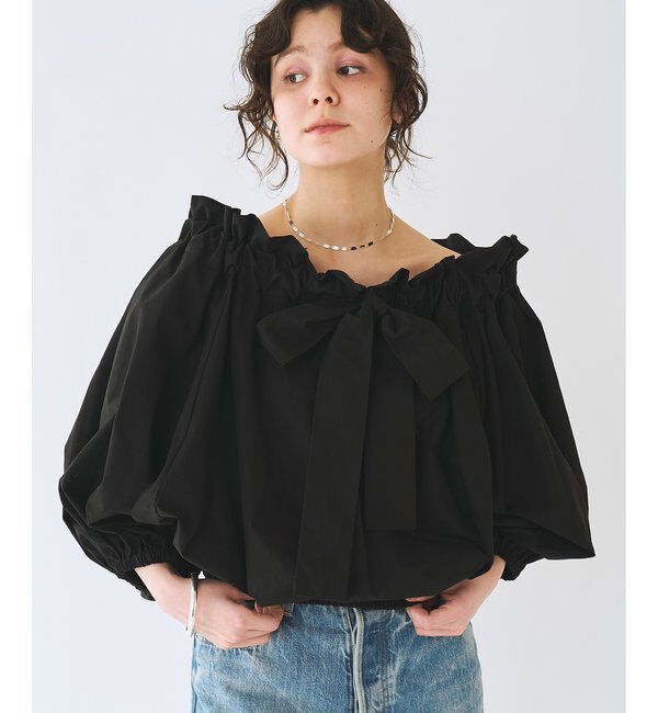  「コットンタイプライターギャザーブラウス」|シャツ・ブラウス|ブラック