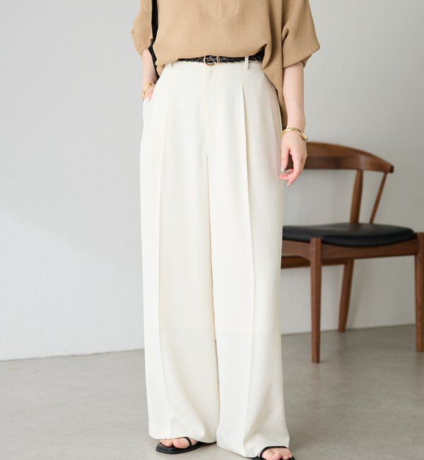  「《マイナス3kg見え/サイズ展開豊富》ジャージワイドパンツ」|スラックス|