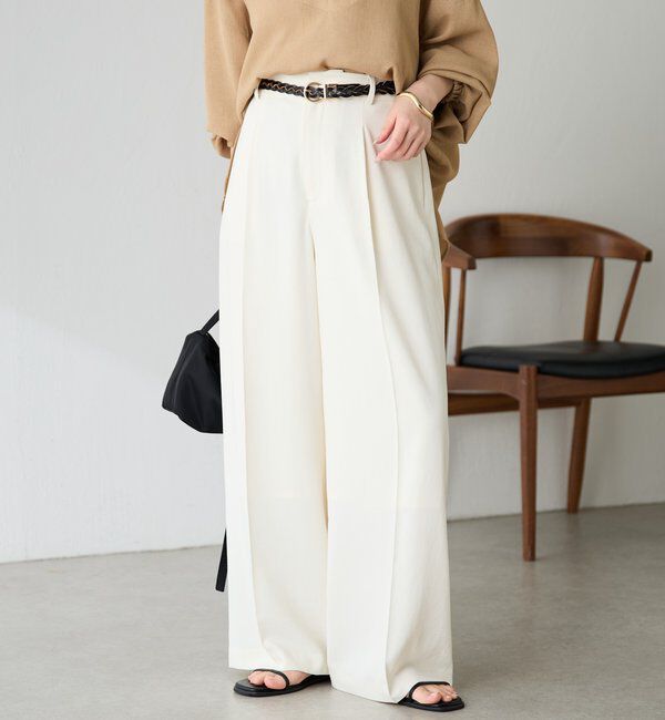  「《マイナス3kg見え/サイズ展開豊富》ジャージワイドパンツ」|スラックス|