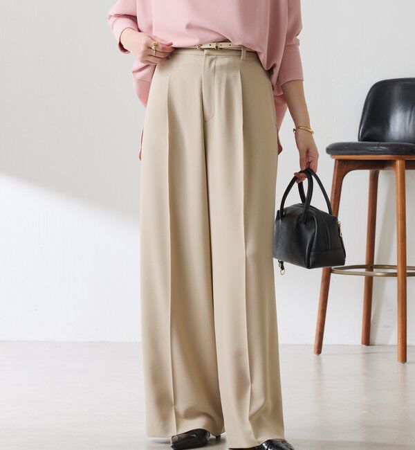  「《マイナス3kg見え/サイズ展開豊富》ジャージワイドパンツ」|スラックス|