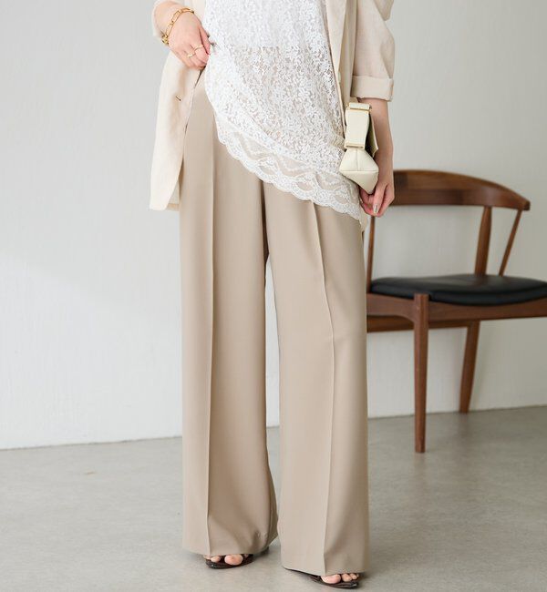  「《マイナス3kg見え/サイズ展開豊富》ジャージワイドパンツ」|スラックス|