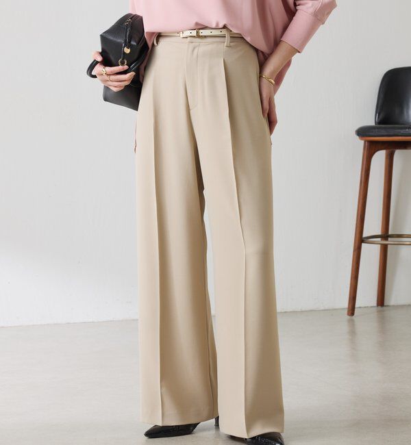  「《マイナス3kg見え/サイズ展開豊富》ジャージワイドパンツ」|スラックス|