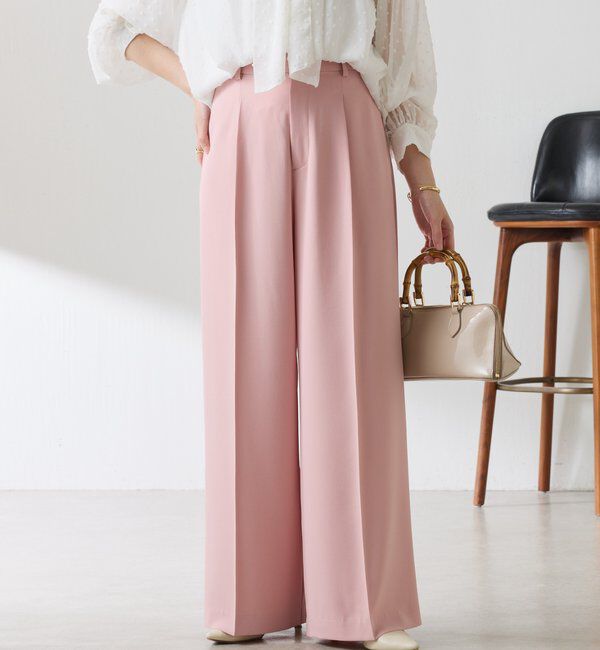  「《マイナス3kg見え/サイズ展開豊富》ジャージワイドパンツ」|スラックス|