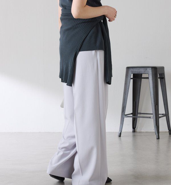  「《マイナス3kg見え/サイズ展開豊富》ジャージワイドパンツ」|スラックス|