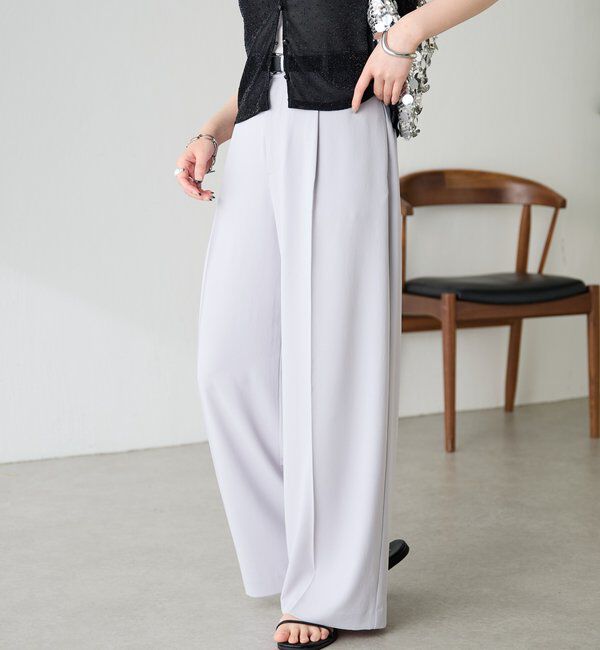  「《マイナス3kg見え/サイズ展開豊富》ジャージワイドパンツ」|スラックス|