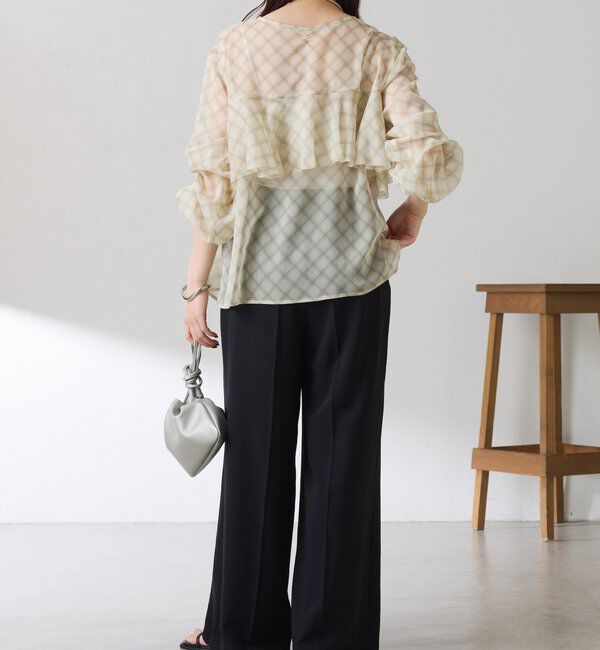 「チェックシフォンラッフルブラウス」|シャツ・ブラウス|