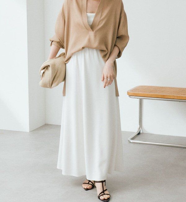  「【セットアップ着用可能/接触冷感機能付き】ドレーピーカットバイヤススカート」|スカート|