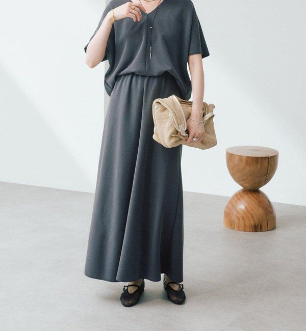  「【セットアップ着用可能/接触冷感機能付き】ドレーピーカットバイヤススカート」|スカート|