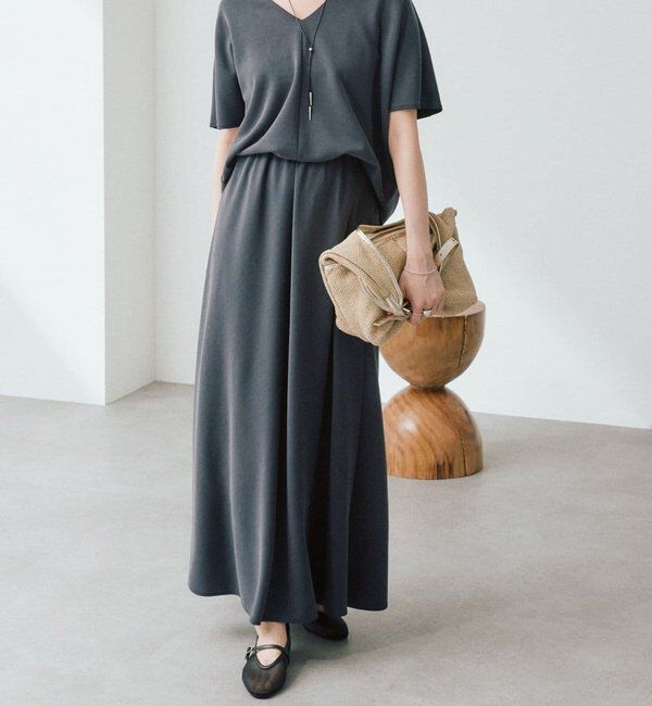  「【セットアップ着用可能/接触冷感機能付き】ドレーピーカットバイヤススカート」|スカート|