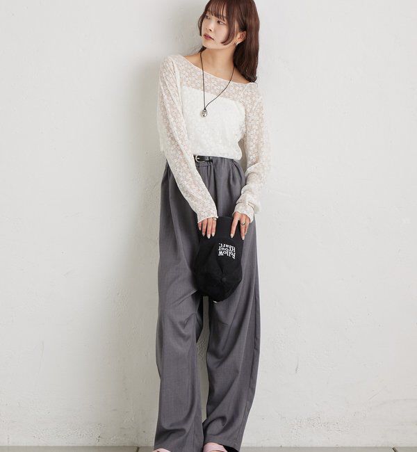  「シャイニーレースロングTシャツ」|Tシャツ・カットソー|