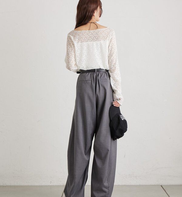  「シャイニーレースロングTシャツ」|Tシャツ・カットソー|