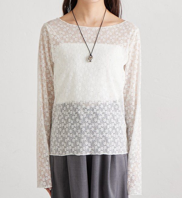  「シャイニーレースロングTシャツ」|Tシャツ・カットソー|
