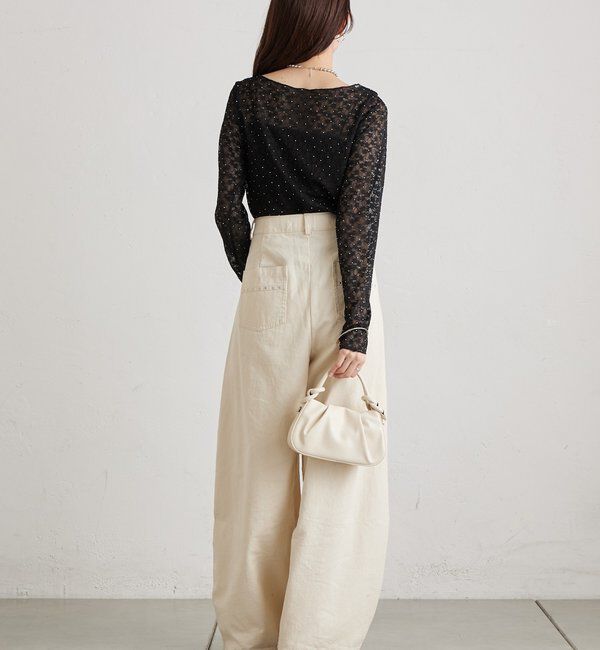  「シャイニーレースロングTシャツ」|Tシャツ・カットソー|