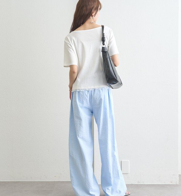  「レースドッキングオフショル半袖Tシャツ」|Tシャツ・カットソー|