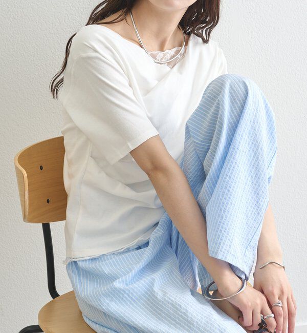  「レースドッキングオフショル半袖Tシャツ」|Tシャツ・カットソー|