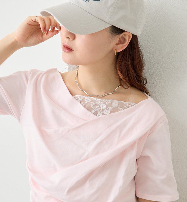  「レースドッキングオフショル半袖Tシャツ」|Tシャツ・カットソー|