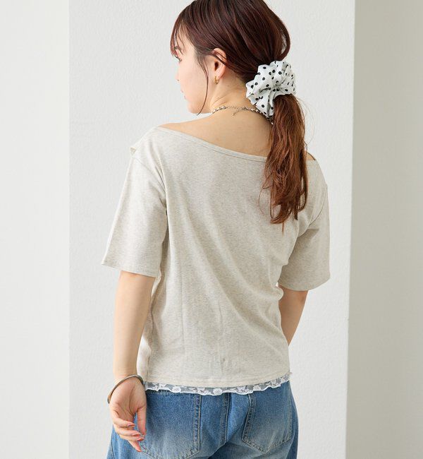  「レースドッキングオフショル半袖Tシャツ」|Tシャツ・カットソー|