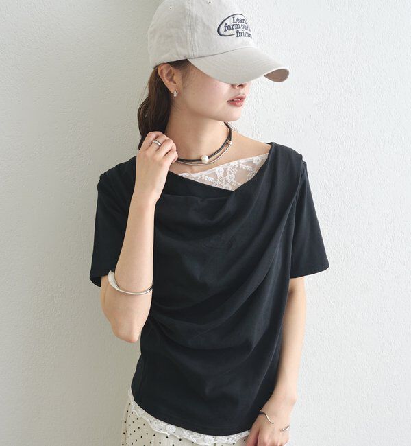  「レースドッキングオフショル半袖Tシャツ」|Tシャツ・カットソー|
