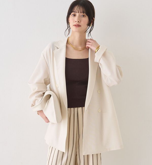 Rouge vif「バスケットメッシュダブルジャケット」|テーラードジャケット|ホワイト