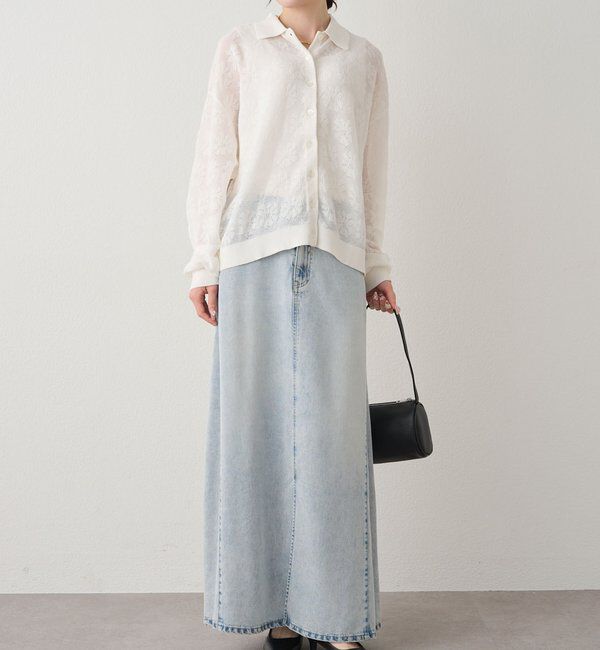  「透かし編み花柄ジャガード襟付カーディガン」|カーディガン|