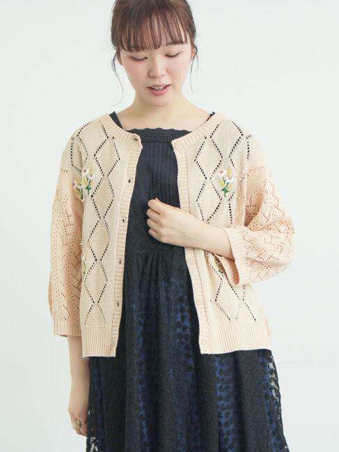 Samansa Mos2「ビーズ花刺繍カーディガン」|カーディガン|キナリ