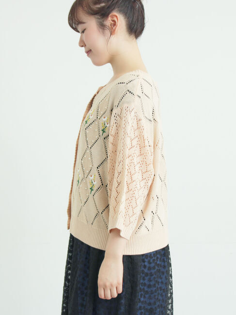 Samansa Mos2「ビーズ花刺繍カーディガン」|カーディガン|