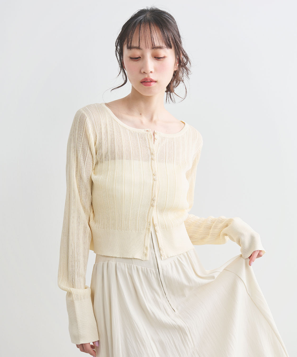 COCO DEAL「ランダムリブシアーニットカーディガン」|ニット・セーター|