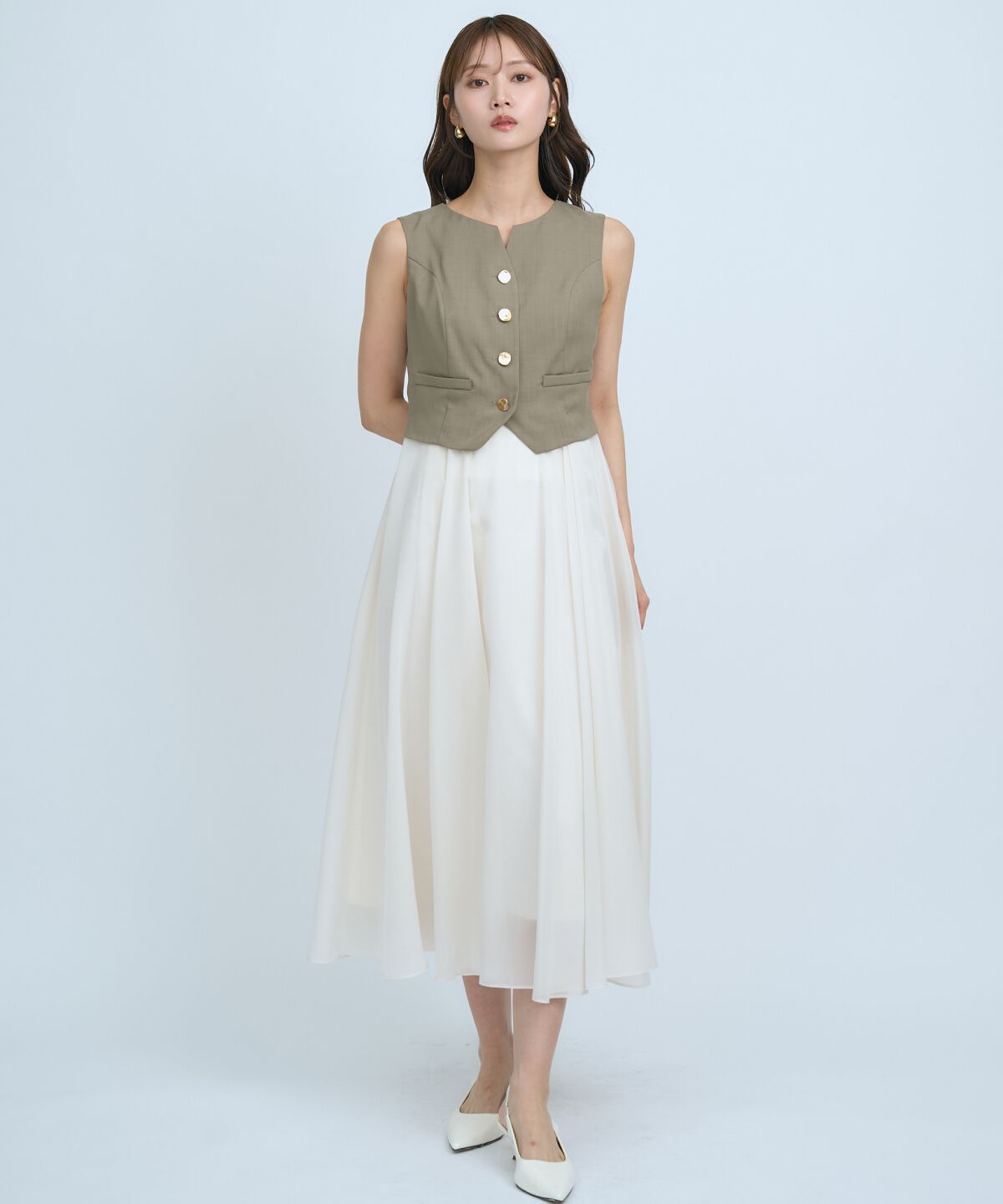 アンドクチュール「ショートジレレイヤードワンピース」|ワンピース|