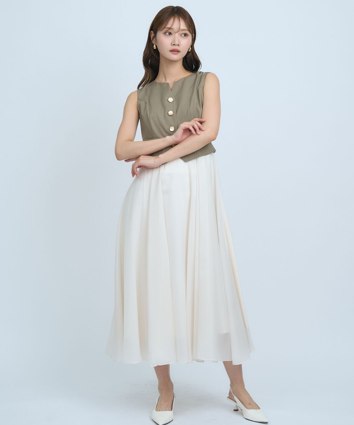 アンドクチュール「ショートジレレイヤードワンピース」|ワンピース|