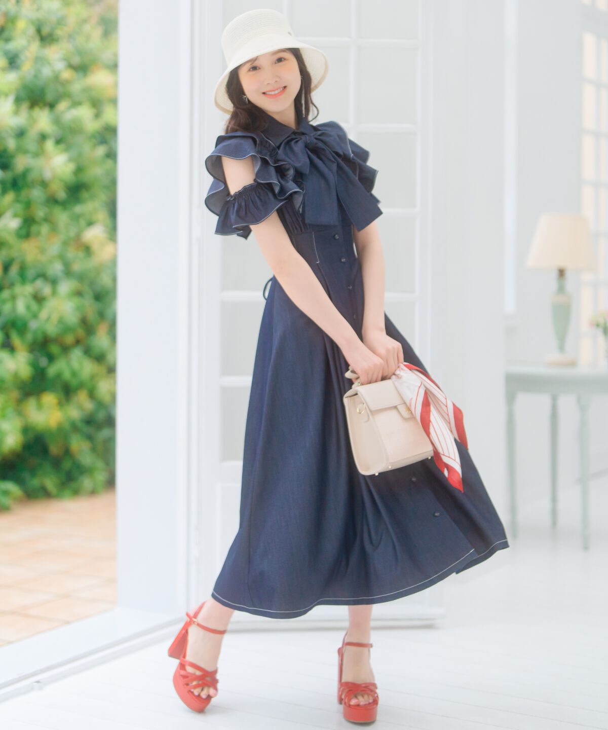 WILLSELECTION「ラッフルスリーブリボンタイワンピース」|ワンピース|