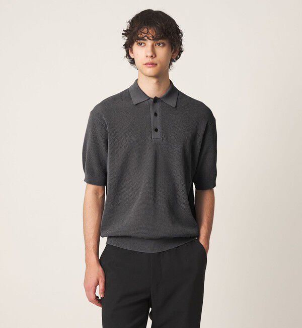 UNITED ARROWS「シャーリーカーン バーズアイ ニットポロシャツ」|ポロシャツ|MD.GRAY
