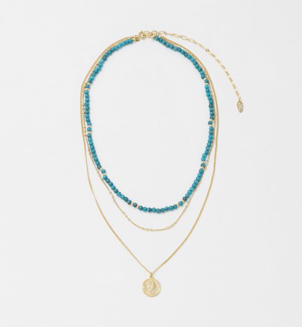 UNITED ARROWS green label relaxing「3WAY ターコイズカラー＆コイン ネックレス」|ネックレス|GOLD