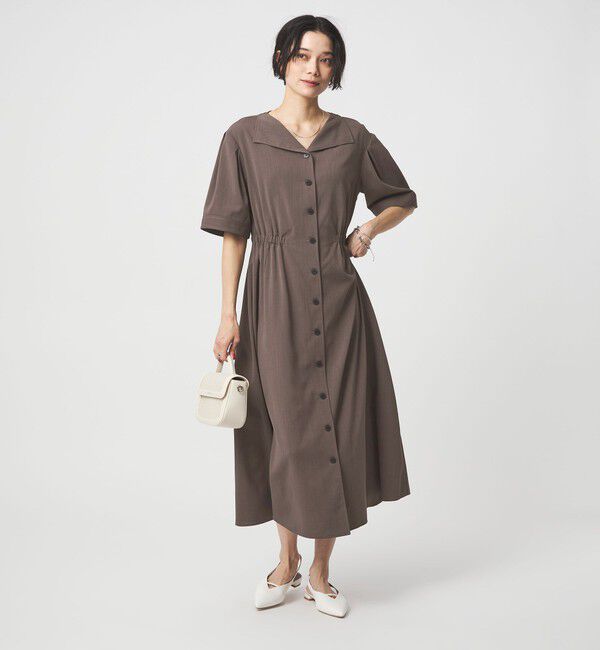 UNITED ARROWS green label relaxing「Vカラー フレア ボタン ワンピース」|ワンピース|