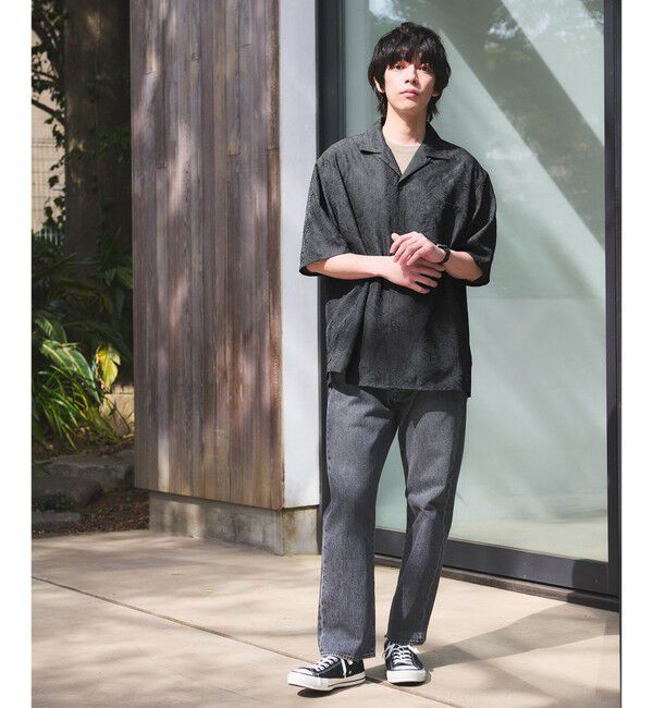 UNITED ARROWS green label relaxing「リネンライク ジャガード オープンカラー 半袖 シャツ」|シャツ・ブラウス|