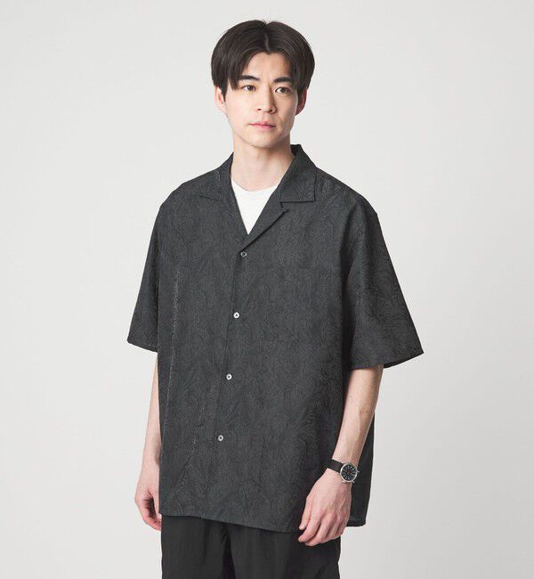 UNITED ARROWS green label relaxing「リネンライク ジャガード オープンカラー 半袖 シャツ」|シャツ・ブラウス|