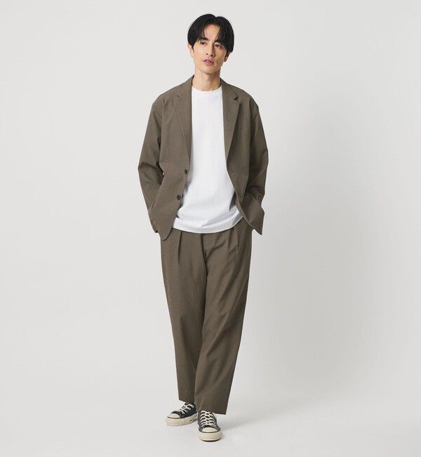 BEAUTY&YOUTH UNITED ARROWS「KOMATSU PACK 1プリーツ イージー ワイド テーパード パンツ NO.9 セットアップ対応 撥水 ウォッシャブル」|チノ|