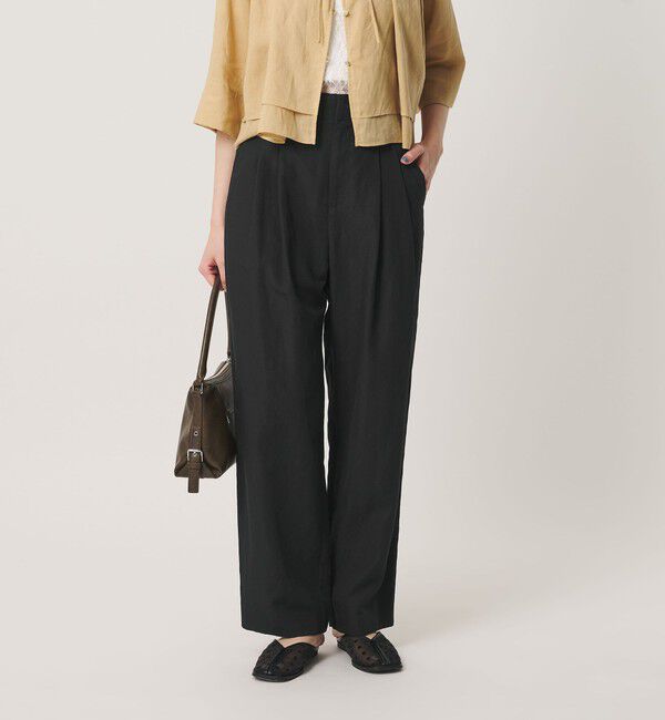 BEAUTY&YOUTH UNITED ARROWS「麻ブレンド バックゴム タック ワイドパンツ」|チノ|