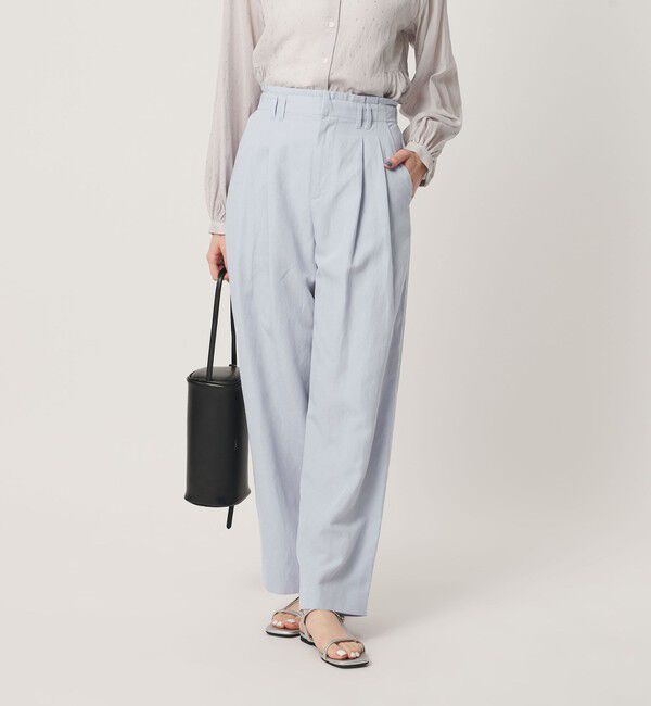 BEAUTY&YOUTH UNITED ARROWS「麻ブレンド バックゴム タック ワイドパンツ」|チノ|