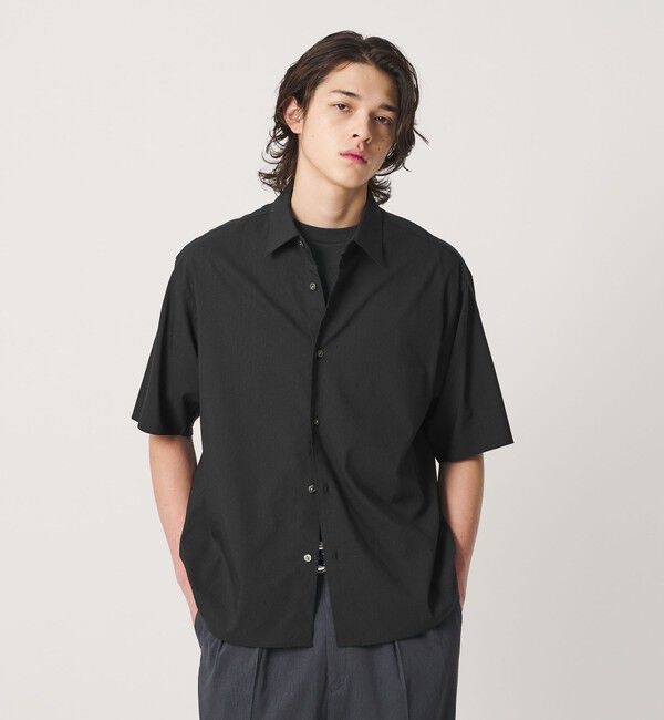 BEAUTY&YOUTH UNITED ARROWS「タンブル リネン スクエア シャツ GRANDE型」|シャツ・ブラウス|BLACK
