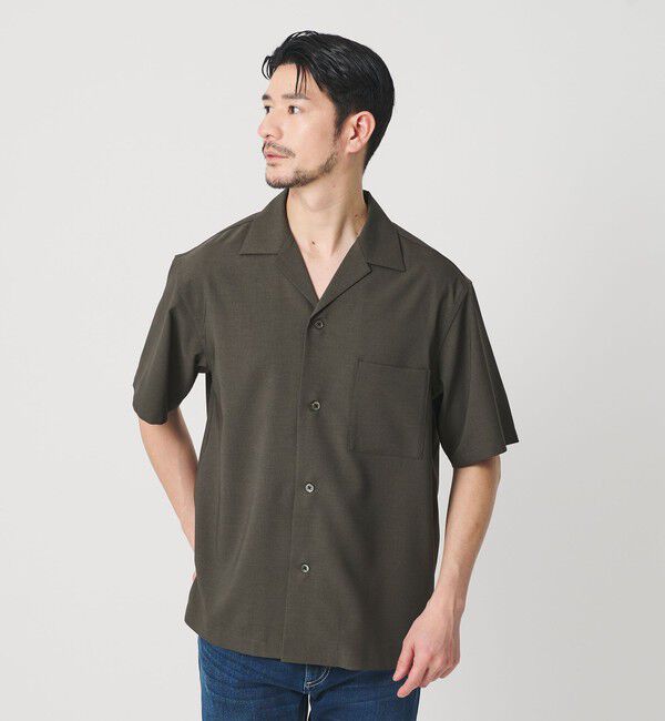 BEAUTY&YOUTH UNITED ARROWS「【WEB限定 WARDROBE SMART】 Reflax オープンカラー シャツ」|シャツ・ブラウス|DK.GRAY