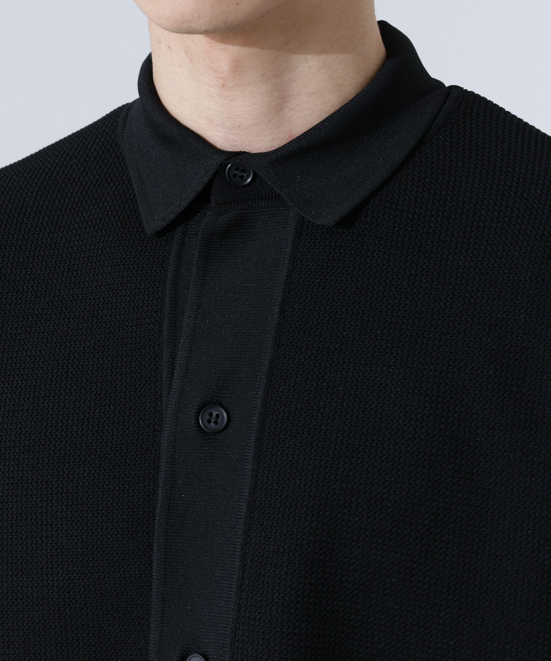 nano･universe「エアーニットレギュラーカラーシャツ 半袖」|ニット・セーター|