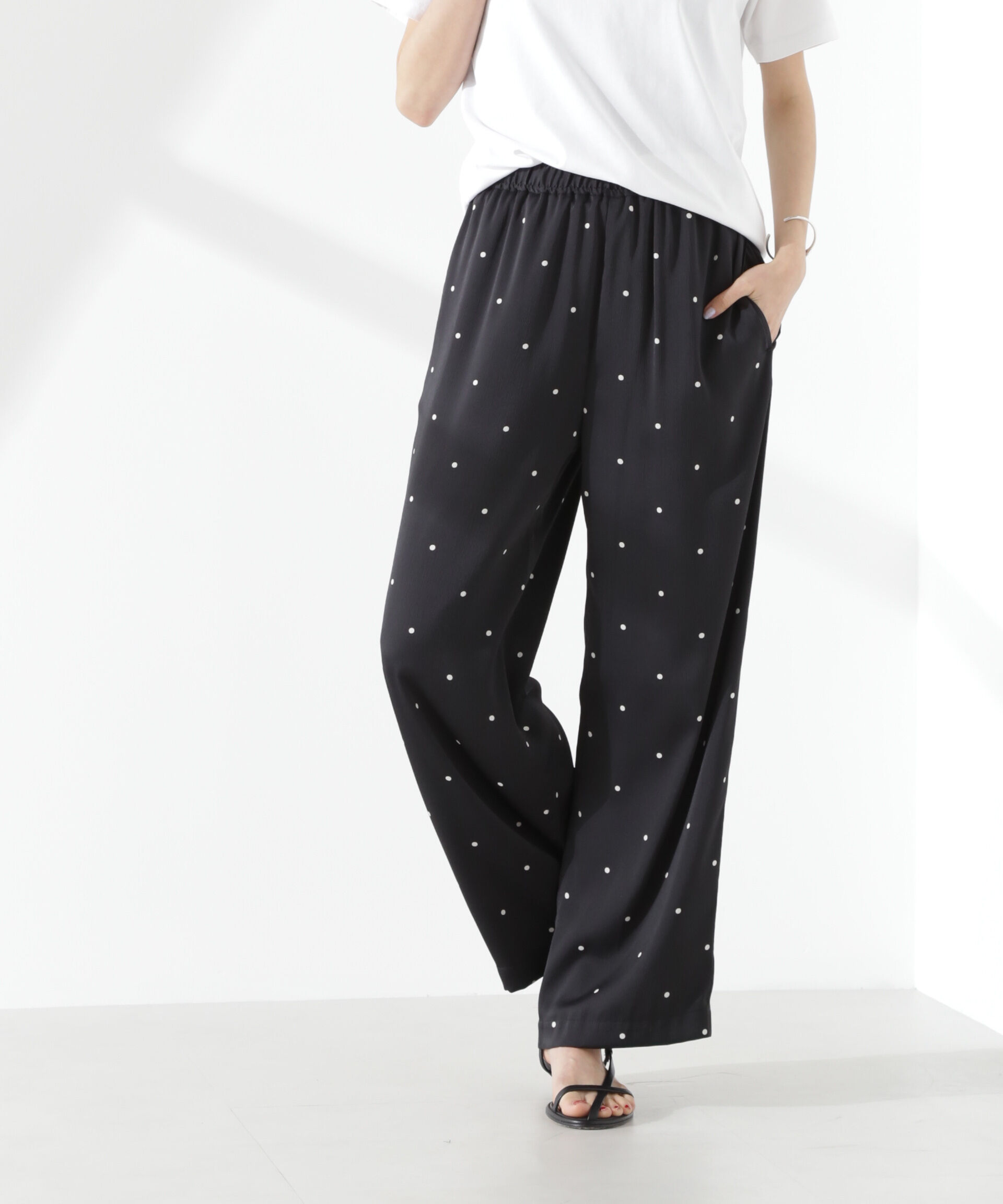 nano･universe「ドットリラクシーワイドパンツ(セットアップ可)」|チノ|