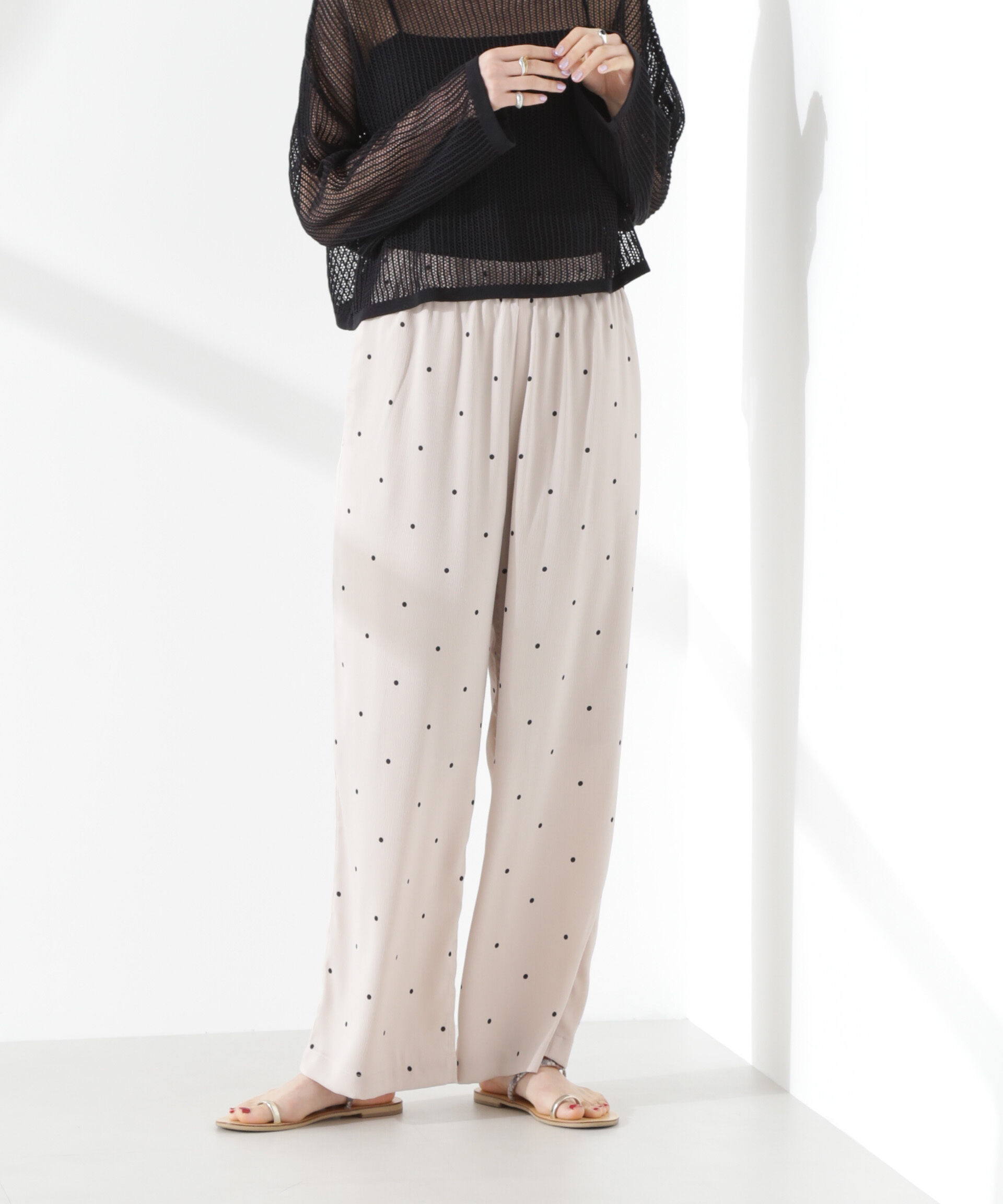 nano･universe「ドットリラクシーワイドパンツ(セットアップ可)」|チノ|