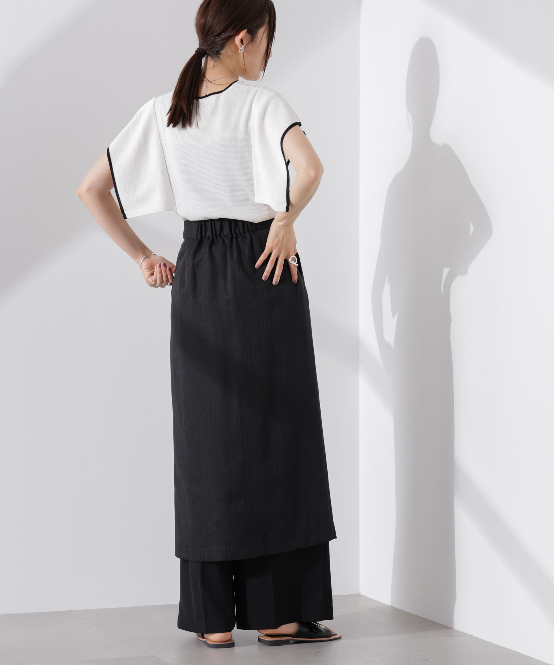 nano･universe「スクエアスリーブバイカラーニット」|ニット・セーター|