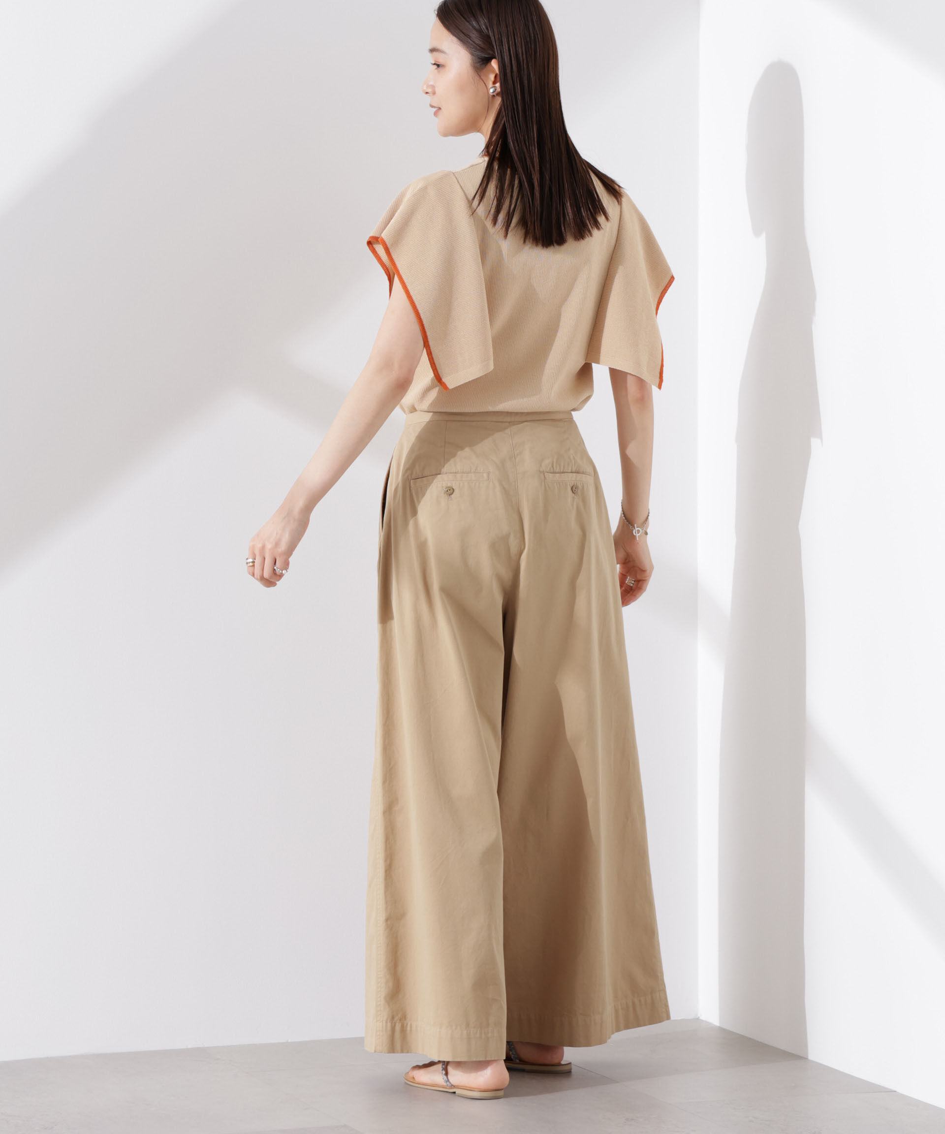 nano･universe「スクエアスリーブバイカラーニット」|ニット・セーター|