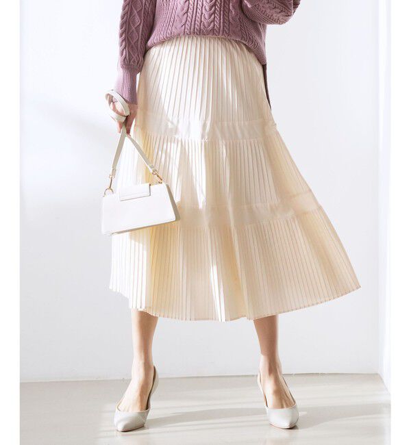 ANY SIS「プリーツ切替 スカート」|スカート|アイボリー